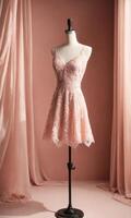 AI generated mini dress with low neckline on a mannequin. ai generative photo