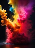 AI generated Colorful cloud with smoke on black background. ai generative photo