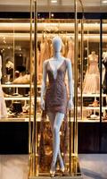 AI generated mini dress with low neckline on a mannequin. ai generative photo