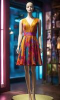 AI generated mini dress with low neckline on a mannequin. ai generative photo