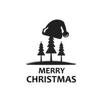 Navidad es De Verdad divertido con ilustraciones y árbol siluetas vector