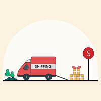 logistic transportation shipping courier cargo illustration simple concept flat truck vector logo