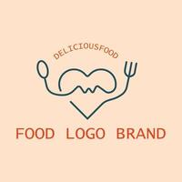 love restaurant logo with a simple spoon and fork concept vector