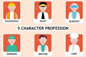 set of icons vector illustration concept line character profession job collection of simple and colored avatar symbols