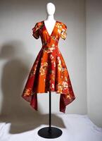 AI generated Fashionable evening orange summer dress on a mannequin. ai generative. ai generative photo