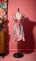 AI generated mini dress with low neckline on a mannequin. ai generative photo