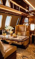 AI generated Interior of a luxury business jet airplane. Luxury travel. ai generative photo