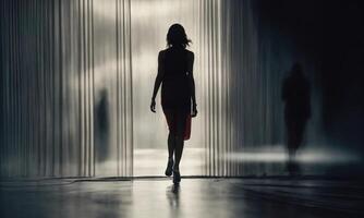 AI generated Blurry motion silhouette of a girl with long hair. ai generative photo