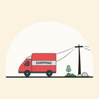 logistic transportation shipping courier cargo illustration simple concept flat truck vector logo