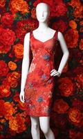 AI generated mini dress with low neckline on a mannequin. ai generative photo