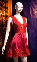 AI generated mini dress with low neckline on a mannequin. ai generative photo