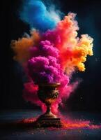 AI generated Colorful cloud with smoke on black background. ai generative photo