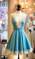 AI generated mini dress with low neckline on a mannequin. ai generative photo