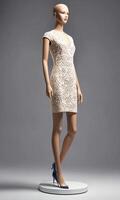 AI generated mini dress with low neckline on a mannequin. ai generative photo