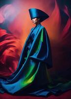 AI generated Fashion shot of a beautiful woman in elegant dress. ai generative photo