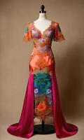 AI generated mini dress with low neckline on a mannequin. ai generative photo