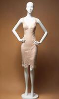 AI generated mini dress with low neckline on a mannequin. ai generative photo