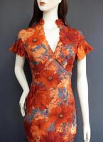AI generated Fashionable evening orange summer dress on a mannequin. ai generative. ai generative photo