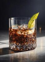 AI generated Cuba libre cocktail with rum, cola, lime and ice. ai generative photo