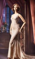 AI generated mini dress with low neckline on a mannequin. ai generative photo
