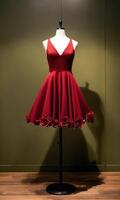 AI generated mini dress with low neckline on a mannequin. ai generative photo
