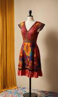 AI generated mini dress with low neckline on a mannequin. ai generative photo