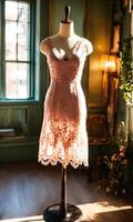 AI generated mini dress with low neckline on a mannequin. ai generative photo