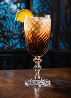 AI generated Cuba libre cocktail with rum, cola, lime and ice. ai generative photo