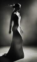 AI generated Blurry motion silhouette of a girl with long hair. ai generative photo