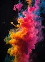 AI generated Colorful cloud with smoke on black background. ai generative photo