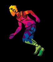 A Man Running Action Speed Movement Marathon Runner Graffiti vector