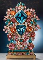 AI generated jewelry with a turquoise and red sapphire. ai generative photo