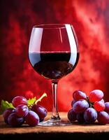 AI generated Red wine with grapes on a dark background. Selective focus. ai generative photo