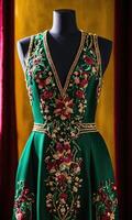 AI generated mini dress with low neckline on a mannequin. ai generative photo