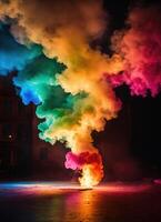 AI generated Colorful cloud with smoke on black background. ai generative photo