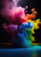 AI generated Colorful cloud with smoke on black background. ai generative photo