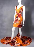 AI generated Fashionable evening orange summer dress on a mannequin. ai generative. ai generative photo