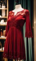 AI generated mini dress with low neckline on a mannequin. ai generative photo