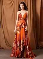 AI generated Fashionable evening orange summer dress on a mannequin. ai generative. ai generative photo