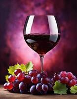 AI generated Red wine with grapes on a dark background. Selective focus. ai generative photo