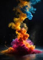 AI generated Colorful cloud with smoke on black background. ai generative photo