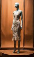 AI generated mini dress with low neckline on a mannequin. ai generative photo