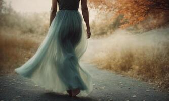 AI generated Blurry motion silhouette of a girl with long hair. ai generative photo