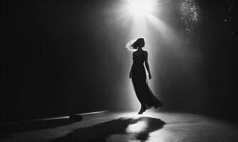 AI generated Blurry motion silhouette of a girl with long hair. ai generative photo