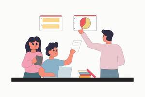 character business teamwork simple concept poin planning analytics vector illustration people