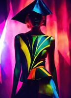AI generated Fashion shot of a beautiful woman in elegant dress. ai generative photo