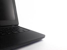 black laptop on white background photo