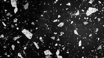 AI generated Black and white terrazzo pattern with small white chips floating around. Generated by artificial intelligence. photo