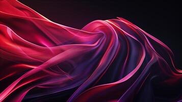 AI generated Abstract shapes, flowing fabric, dark background, red and purple gradient color scheme, closeup perspective. Generated by artificial intelligence. photo