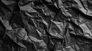 AI generated Black paper texture background, crumpled black sheet of paper with detailed shadows. Generated by artificial intelligence. photo